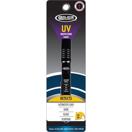 Police Security Inspection Light, Ultraviolet LED, 395NM, 3/10"Wx5-1/2"L, BK BOS98343